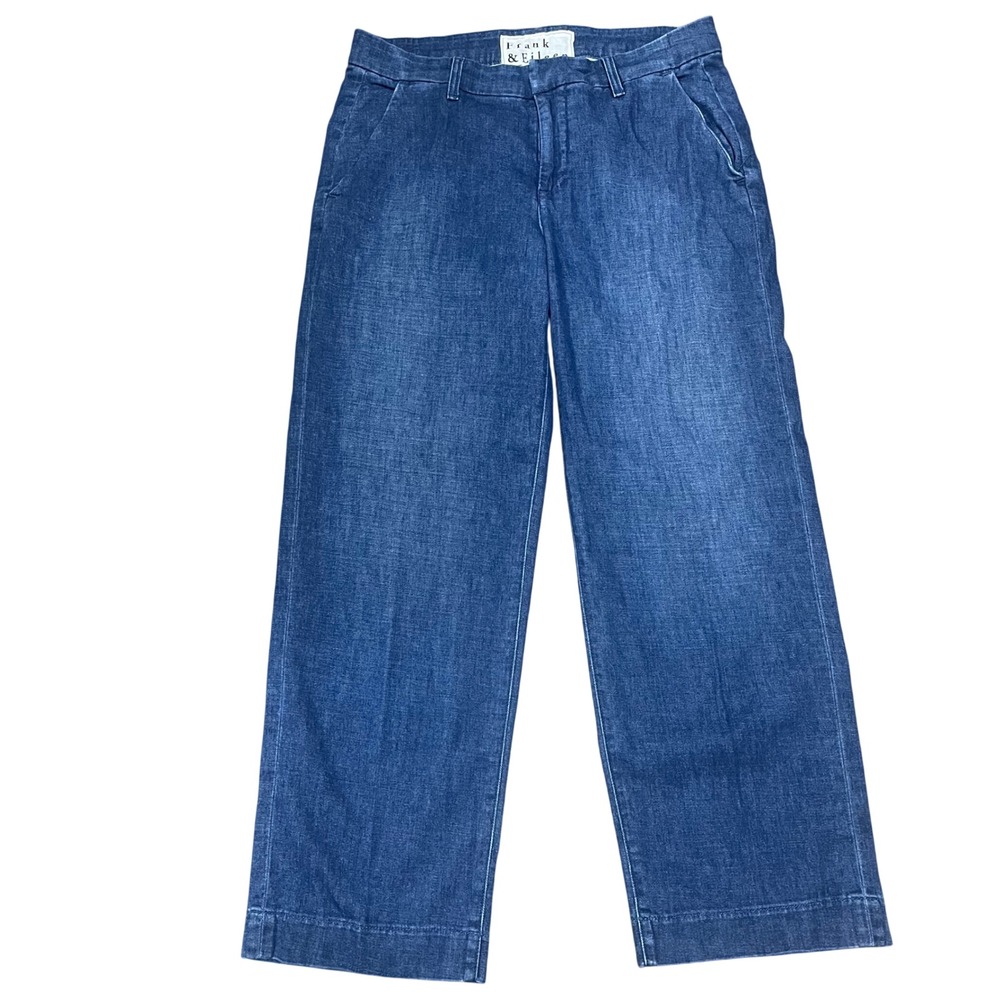 Frank & Eileen Blue Wide Leg Denim Trousers Medium Wash Size 6 Relaxed Fit